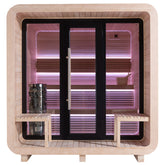 AWT Gartensauna Saunahaus THE CUBE X3 Hemlock 225x225 zonder oven